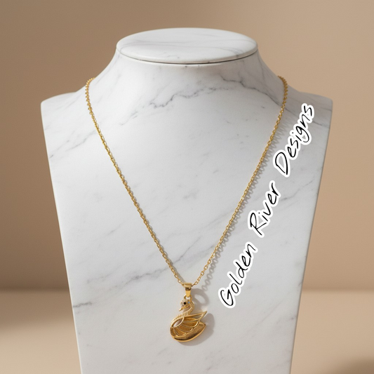 18K Gold PVD Stainless Steel Golden Swan Necklace