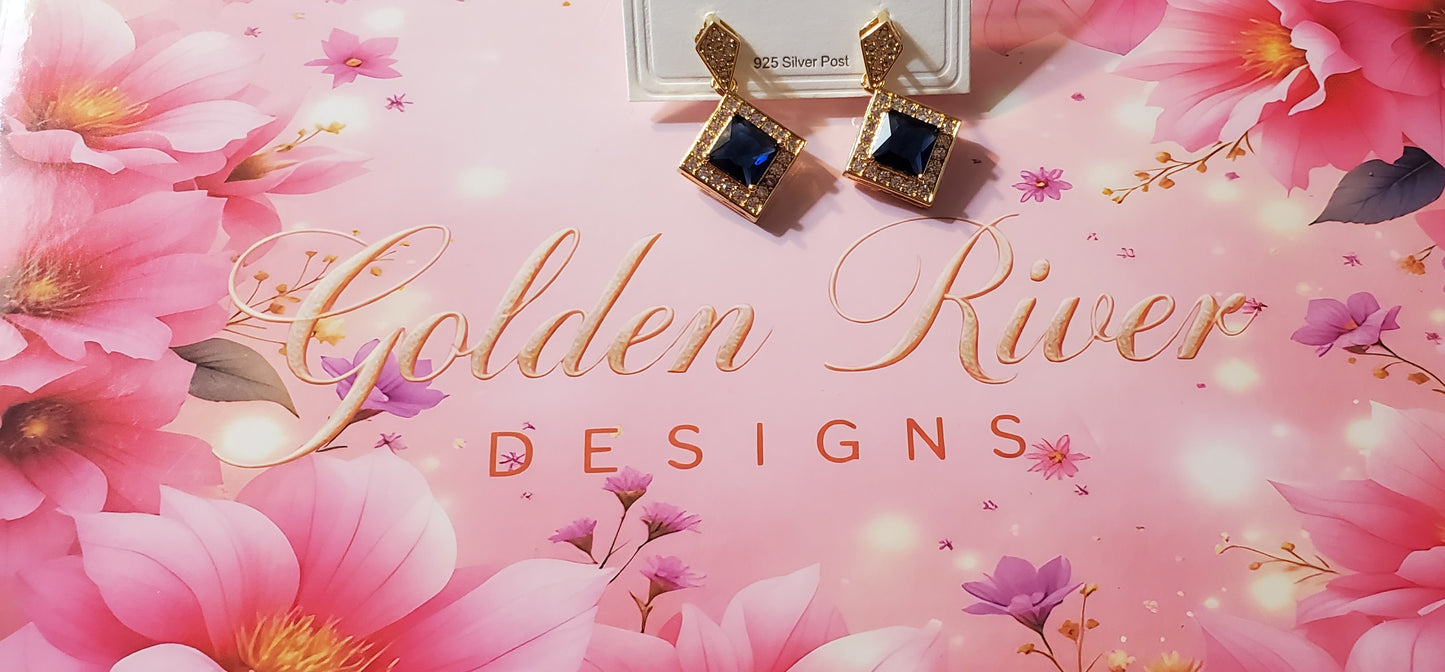 18K Gold Plated Blue Zircon Earrings