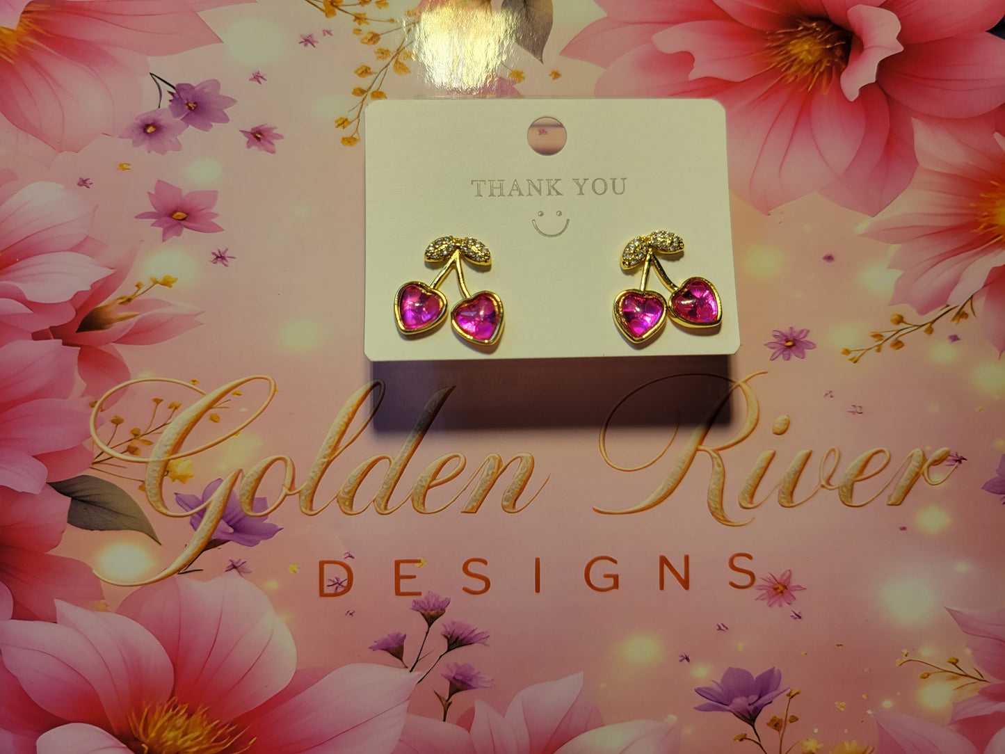 18K Gold Plated Zircon Cherry Earrings, Sparkling Studs, Dainty Gold Jewelry, Everyday Gift for Her