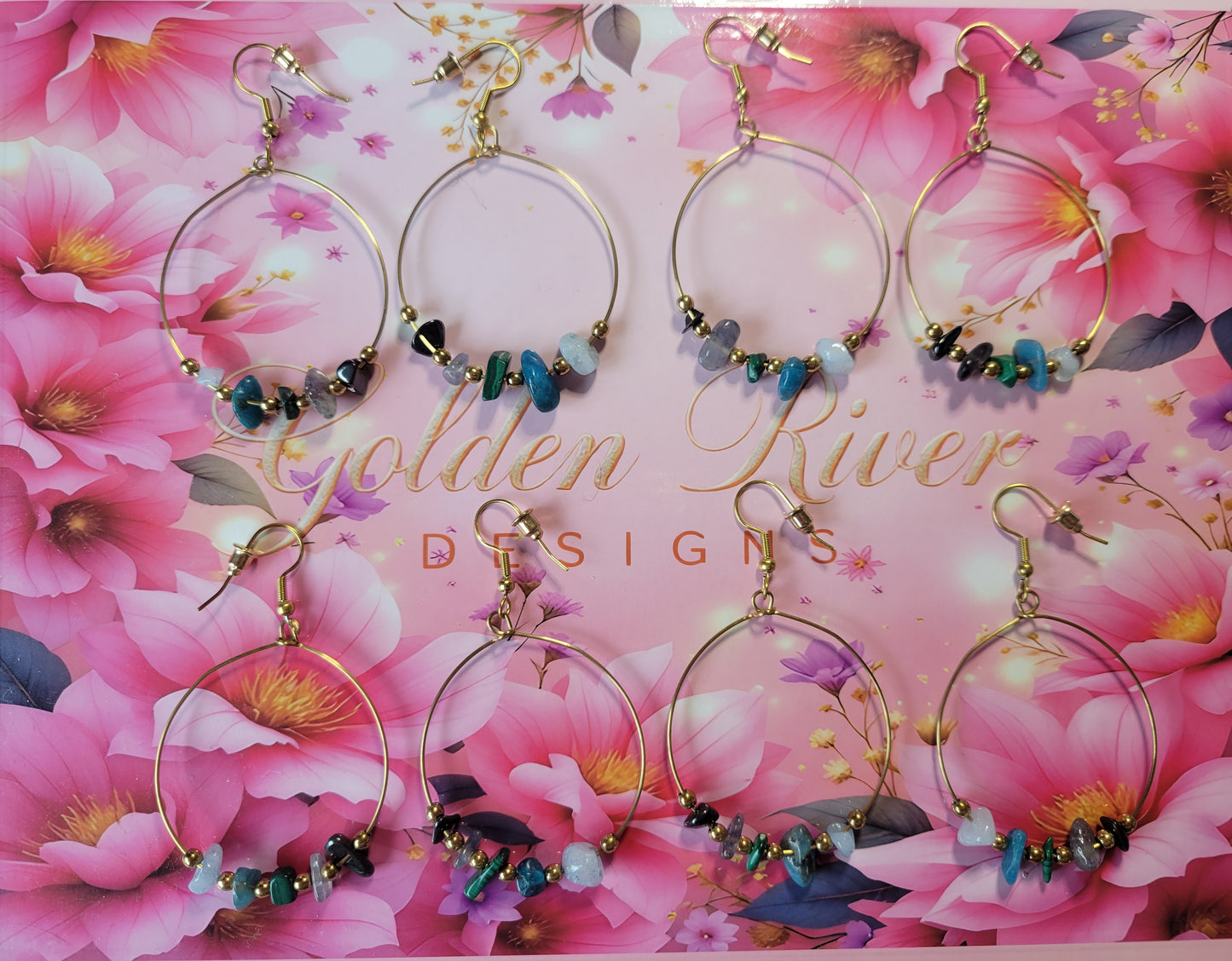14K Gold Plated Quartz Drop Hoop Earrings (June Birthday)