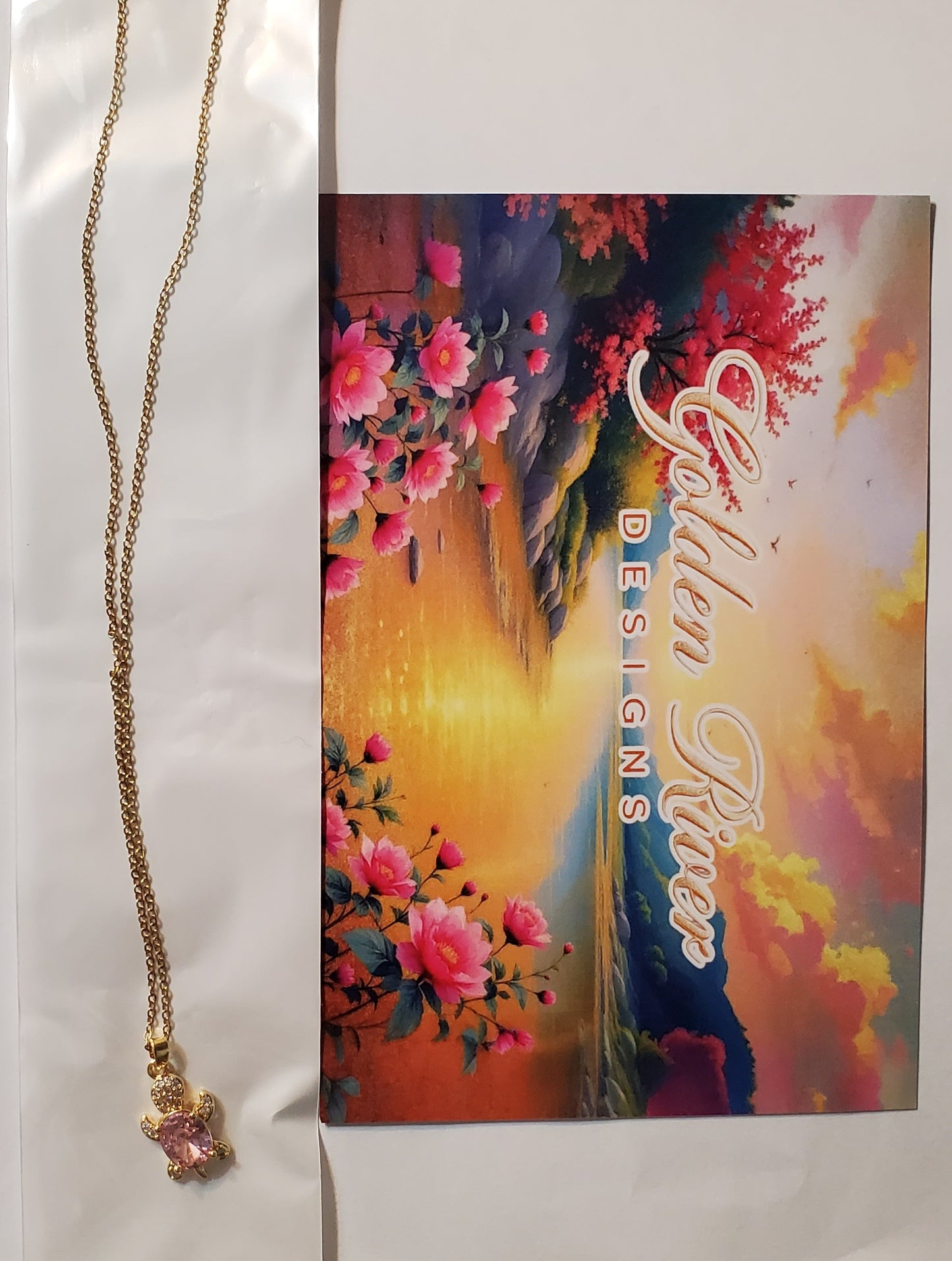 18K Gold Plated Zircon Pink Turtle Necklace