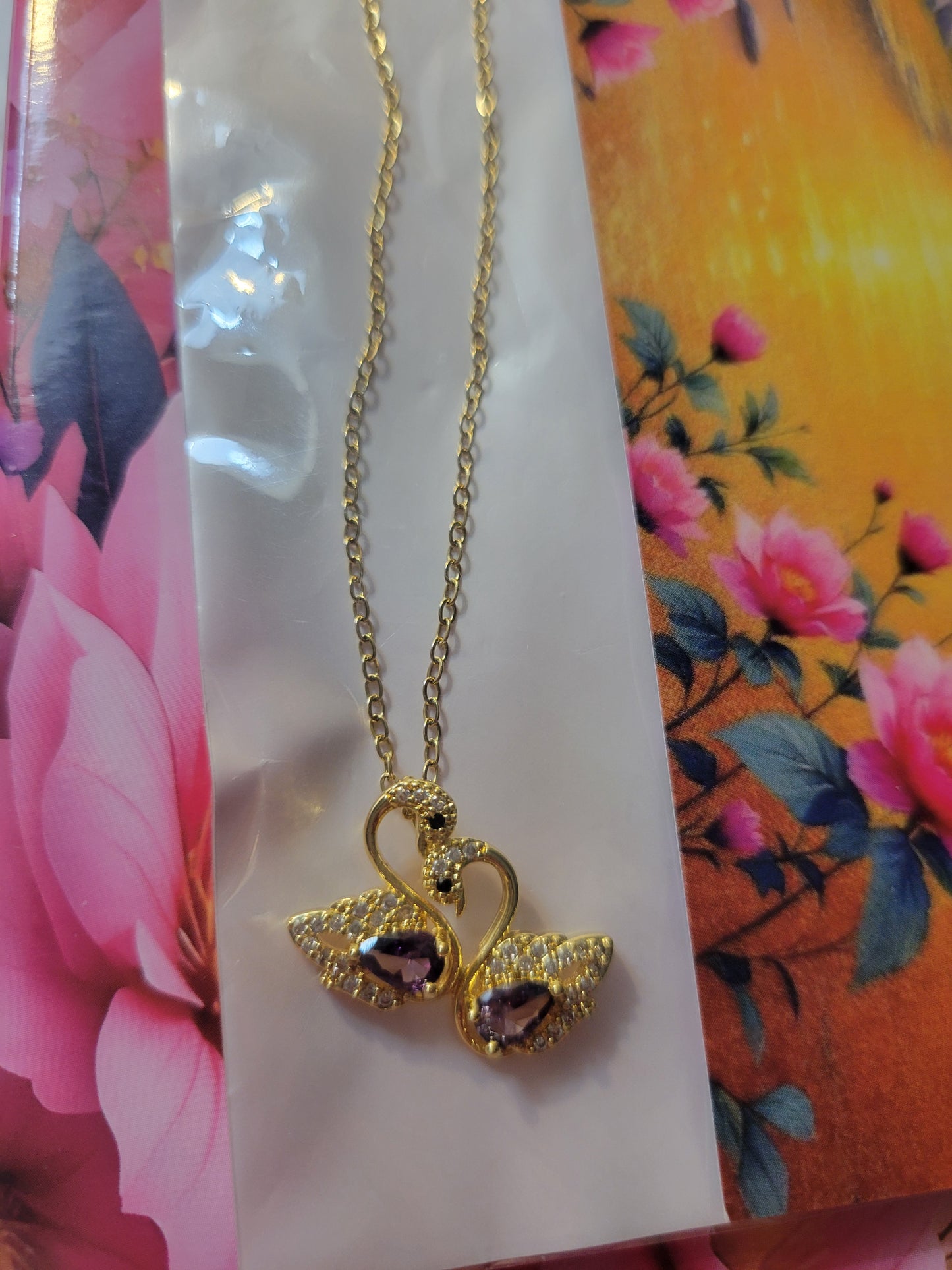 18K Gold Plated Swan Necklace, Zircon Jewelry, Dainty Pendant