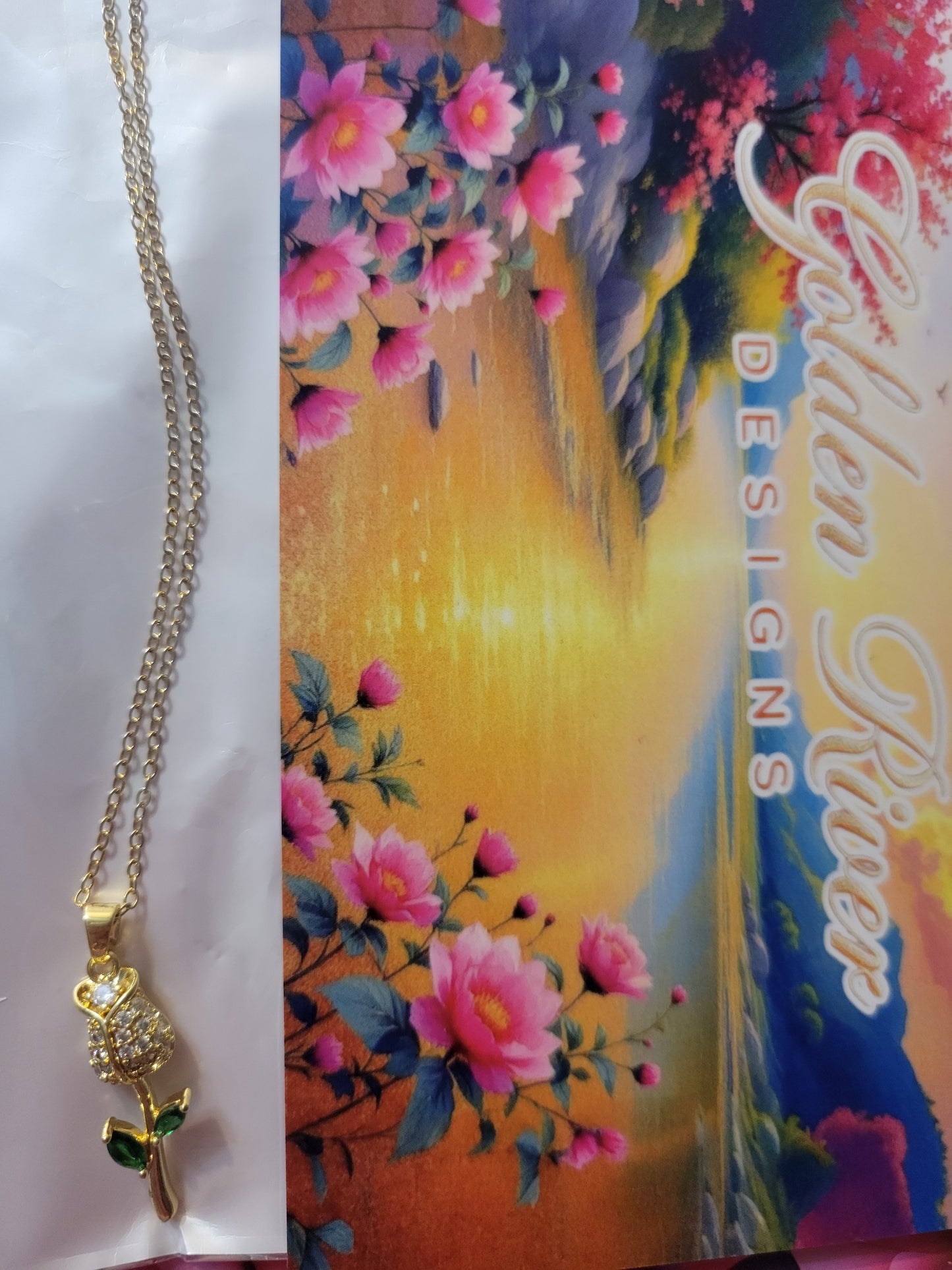 18K Gold Plated Tulip Necklace, Zircon Jewelry, Dainty Pendant