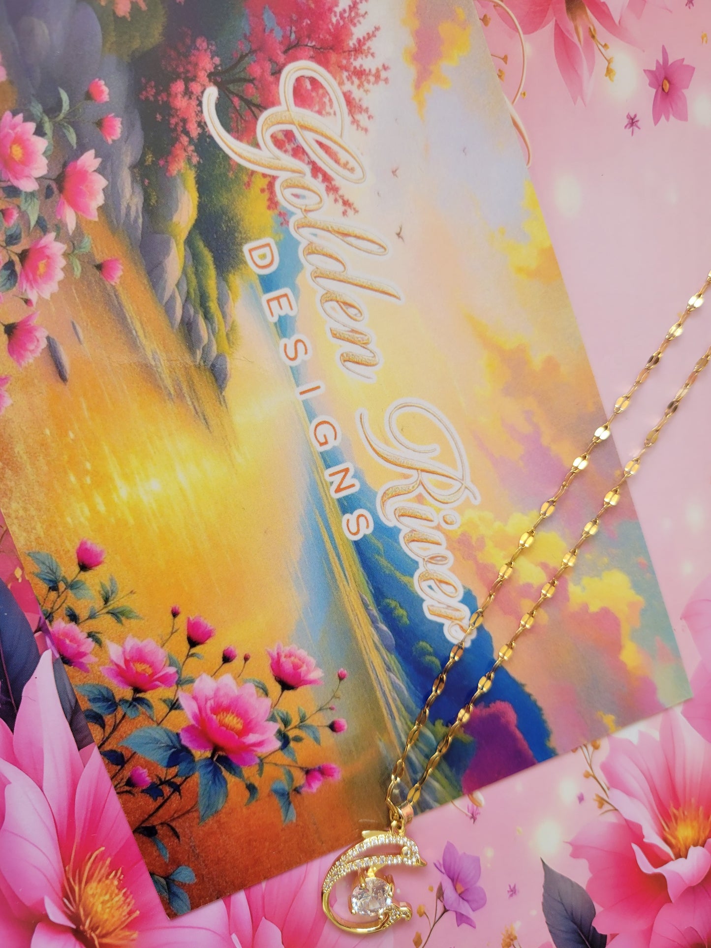 18K Gold Plated Zircon Dolphin Necklace