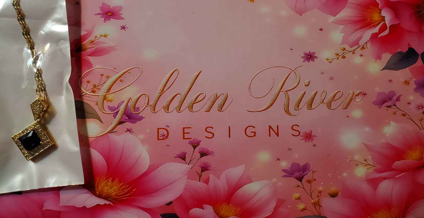 18K Gold Plated Blue Zircon Necklace