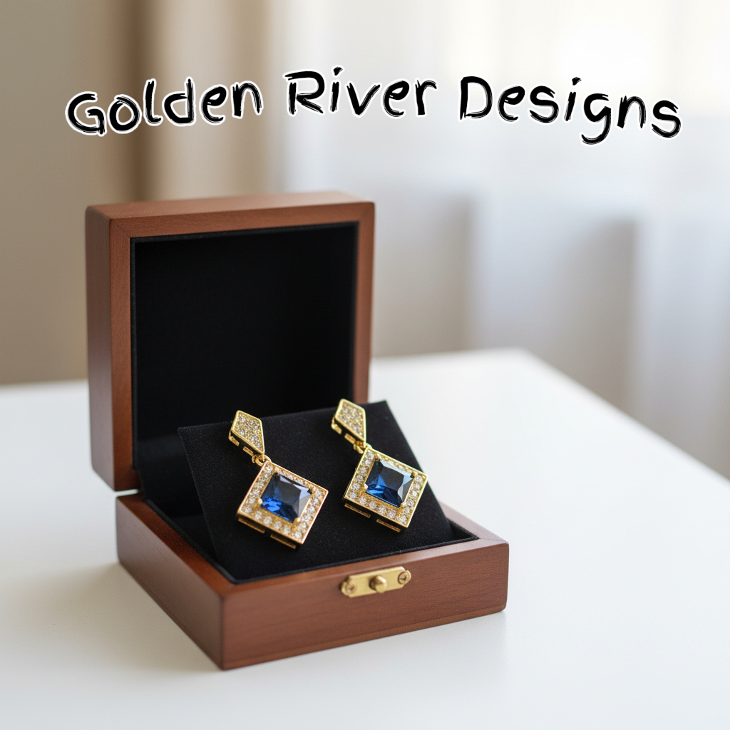 18K Gold Plated Blue Zircon Earrings