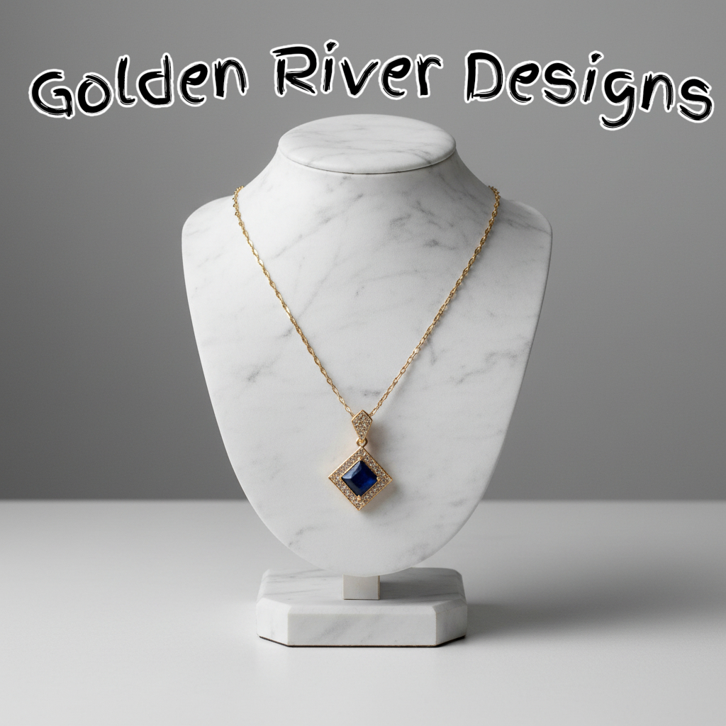 18K Gold Plated Blue Zircon Necklace