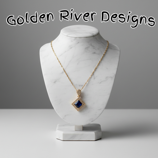 18K Gold Plated Blue Zircon Necklace