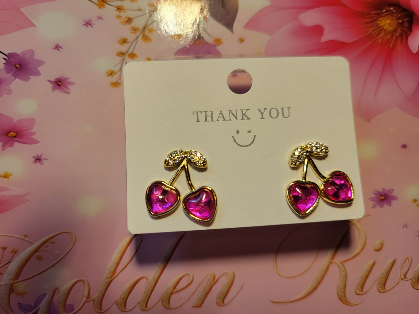 18K Gold Plated Zircon Cherry Earrings, Sparkling Studs, Dainty Gold Jewelry, Everyday Gift for Her