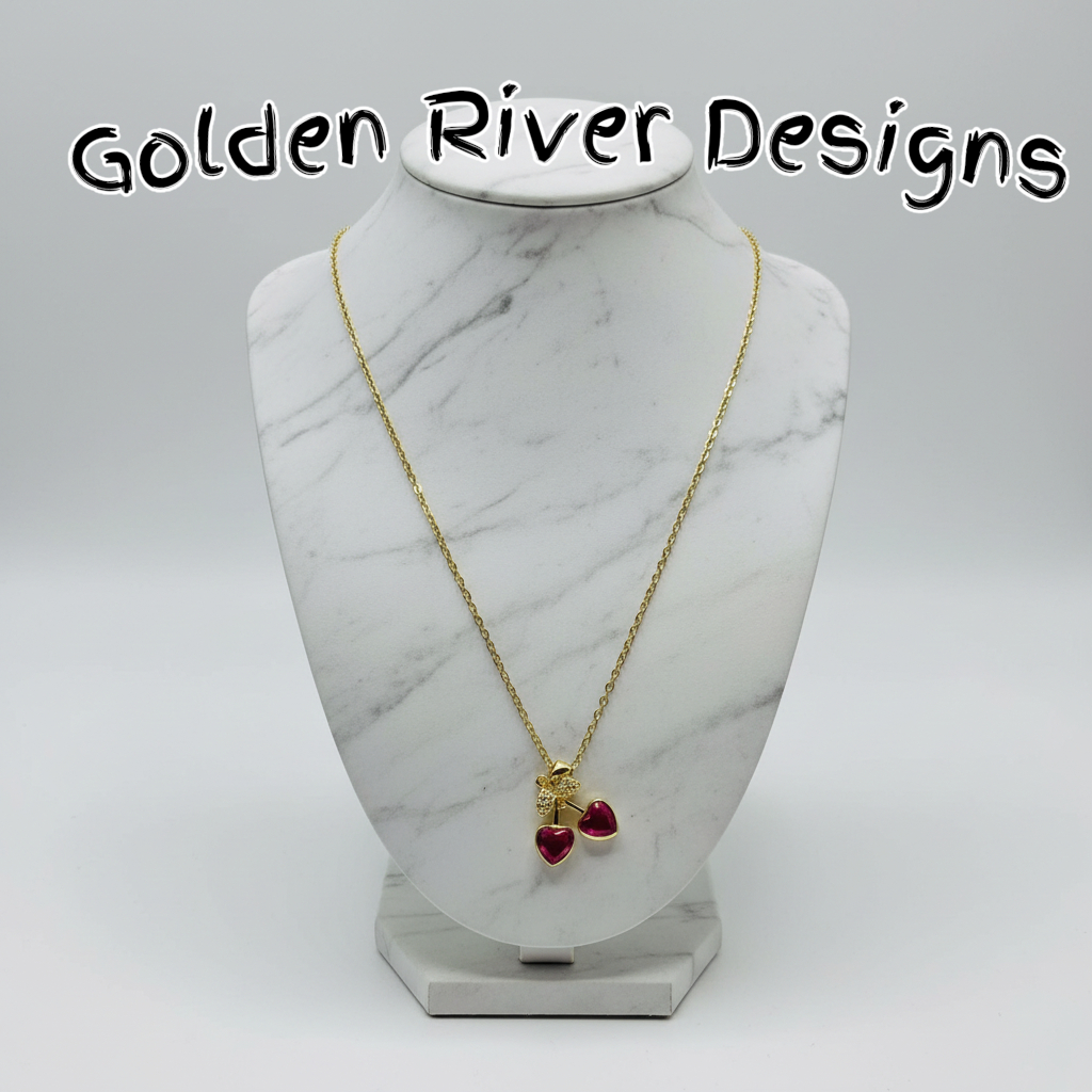 18K Gold Plated Zircon Cherry Necklace, Dainty Pendant, Minimalist Gold Chain, Gift for Her