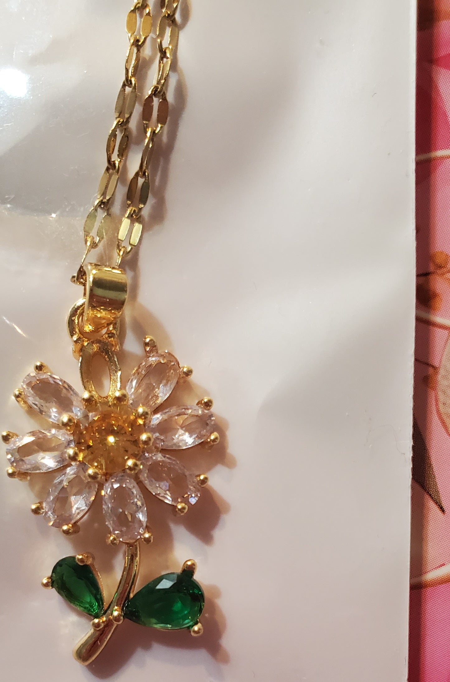 18K Gold Plated Zircon Daisy Necklace