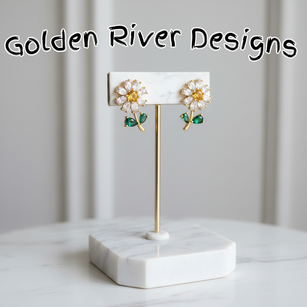 18K Gold Plated Zircon Daisy Earrings