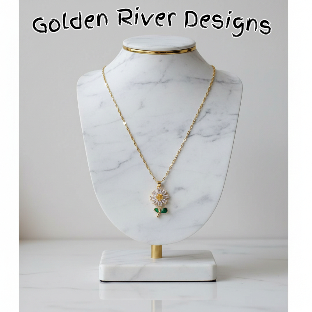 18K Gold Plated Zircon Daisy Necklace
