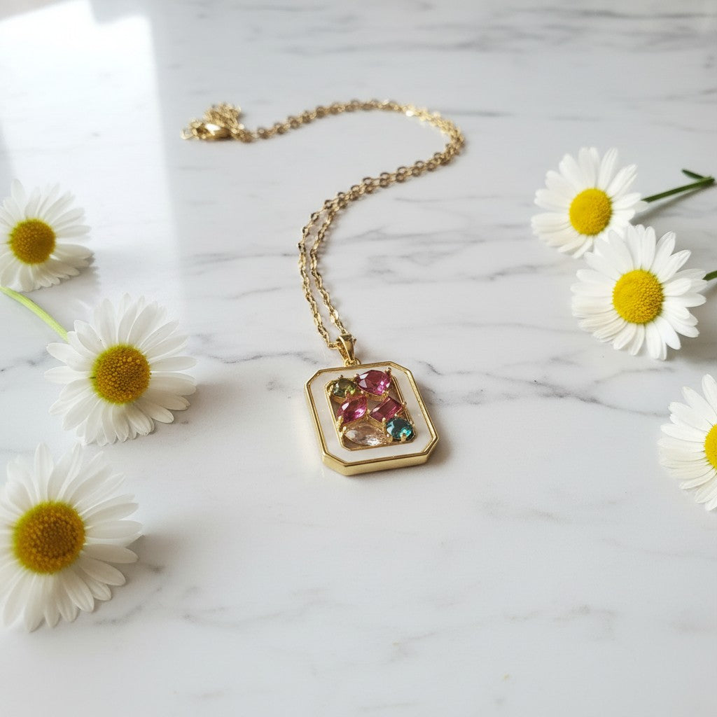 18K Gold PVD On Stainless Steel & Zircon Flower Necklaces