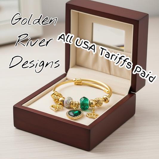 18K Gold Plated Green And Dark Plum Heart Stainless Steel Bangles