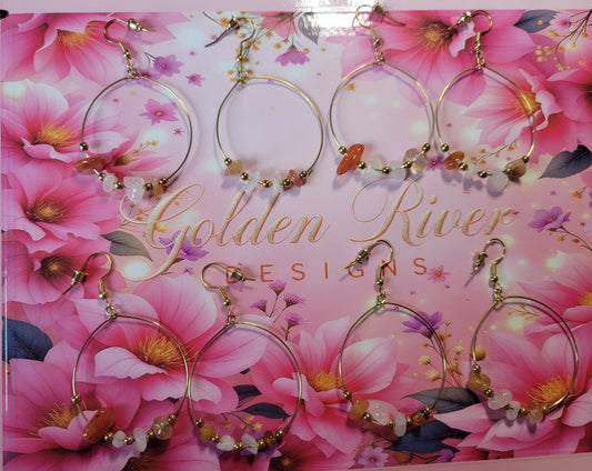 14K Gold Plated Quartz Drop Hoop Earrings (July Birthday)