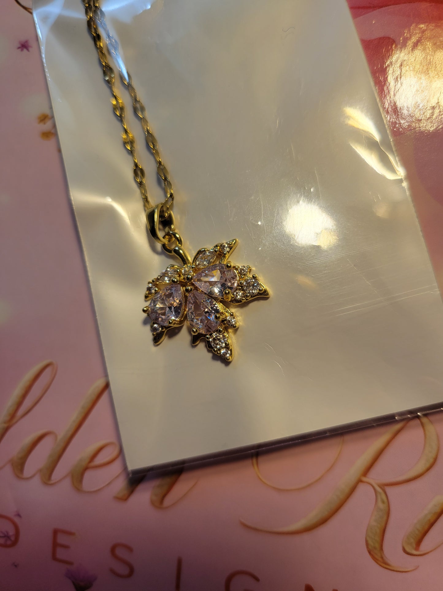 18K Gold Plated Zircon Maple Leaf Necklace, Dainty Pendant, Minimalist Gold Chain, Gift for Her
