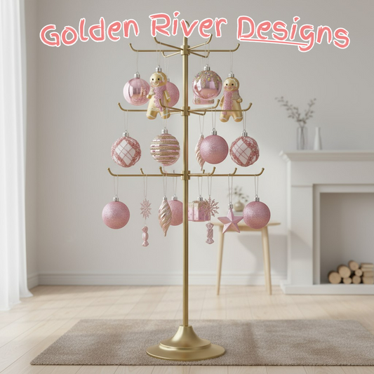 Christmas Tree Ornaments- Pink And Gold Gingerbread & Other Designs