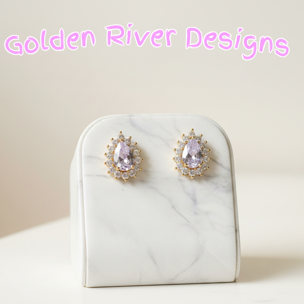 18K Gold Plated Zircon Teardrop Earrings