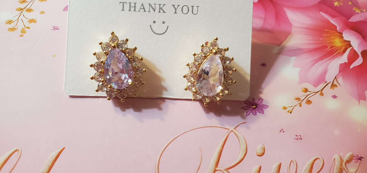 18K Gold Plated Zircon Teardrop Earrings