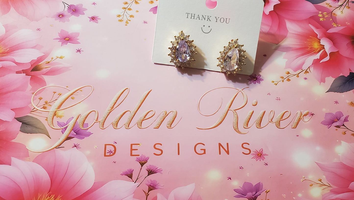 18K Gold Plated Zircon Teardrop Earrings