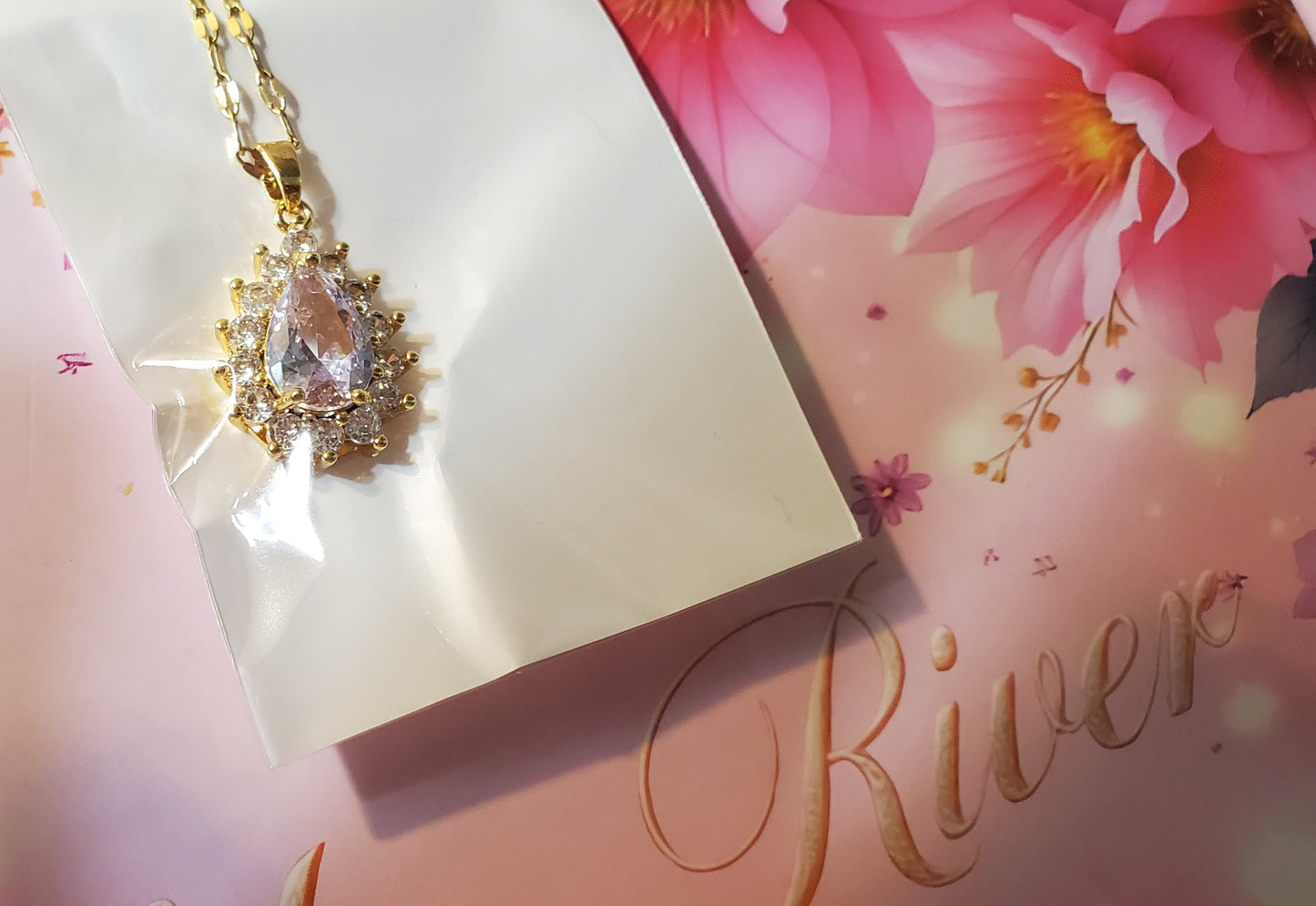 18K Gold Plated Zircon Teardrop Necklace