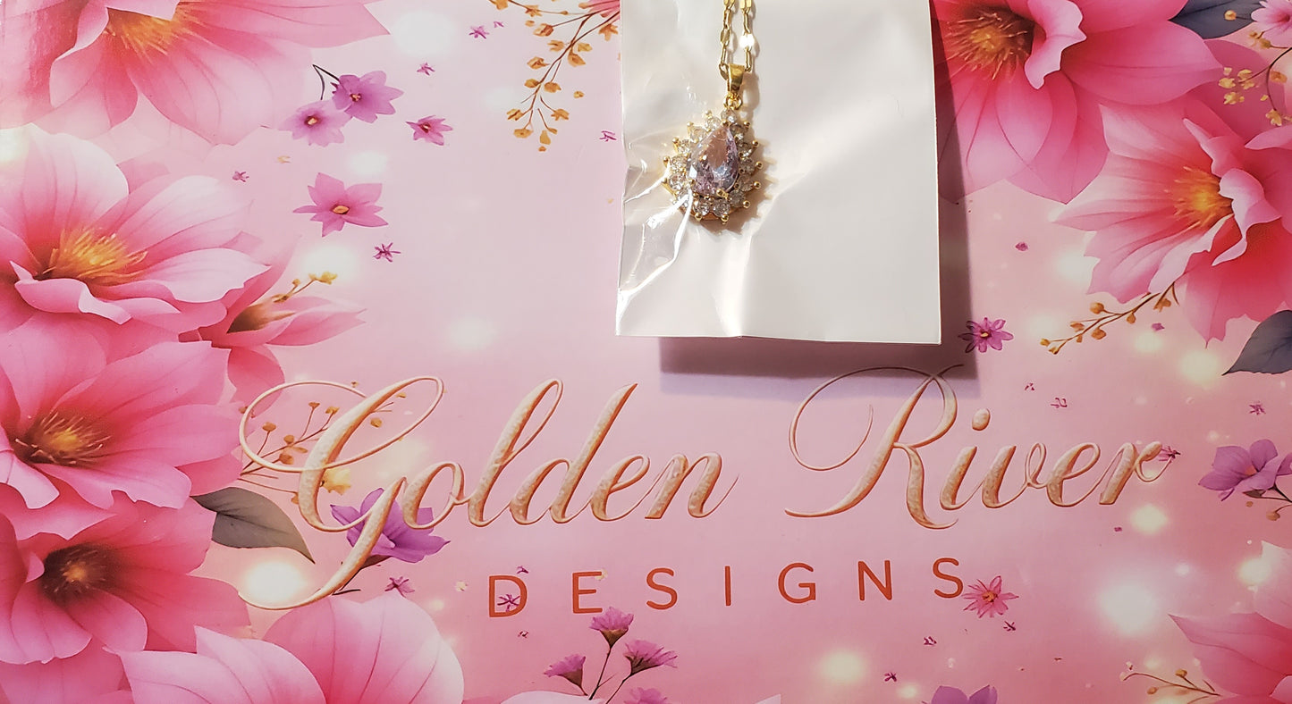 18K Gold Plated Zircon Teardrop Necklace