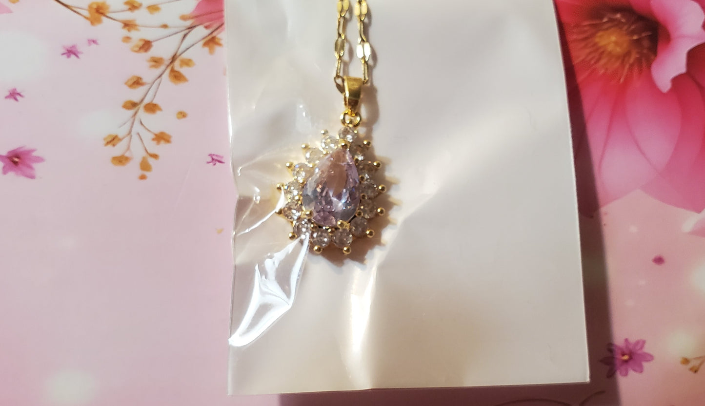 18K Gold Plated Zircon Teardrop Necklace