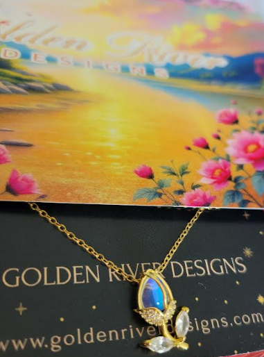 18K Gold PVD On Stainless Steel & Tulip Zircon Necklace