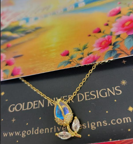 18K Gold PVD On Stainless Steel & Tulip Zircon Necklace