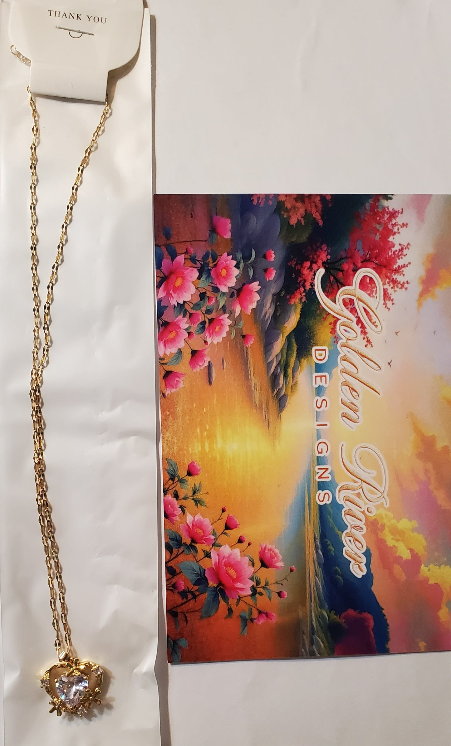 18K Gold Plated Zircon White Heart Necklace