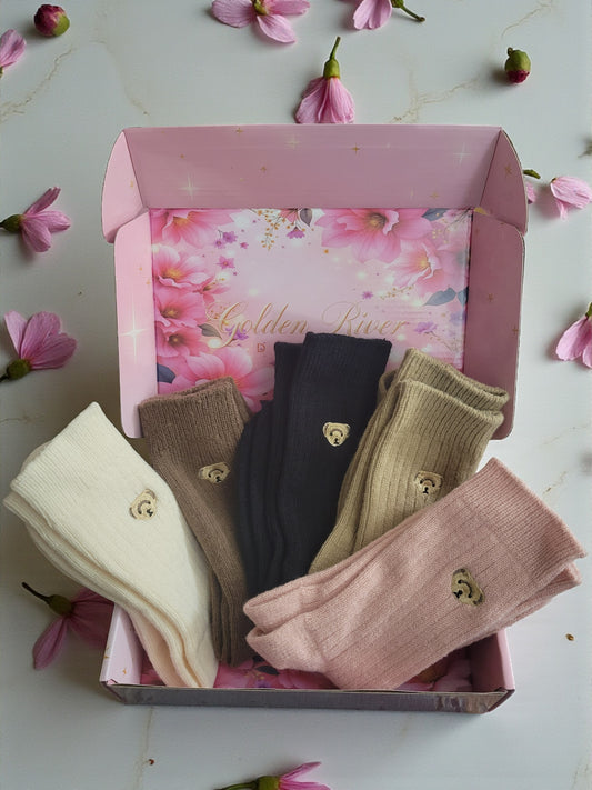 Women's Cotton - Wool Blend Bear Sock 5 Pack