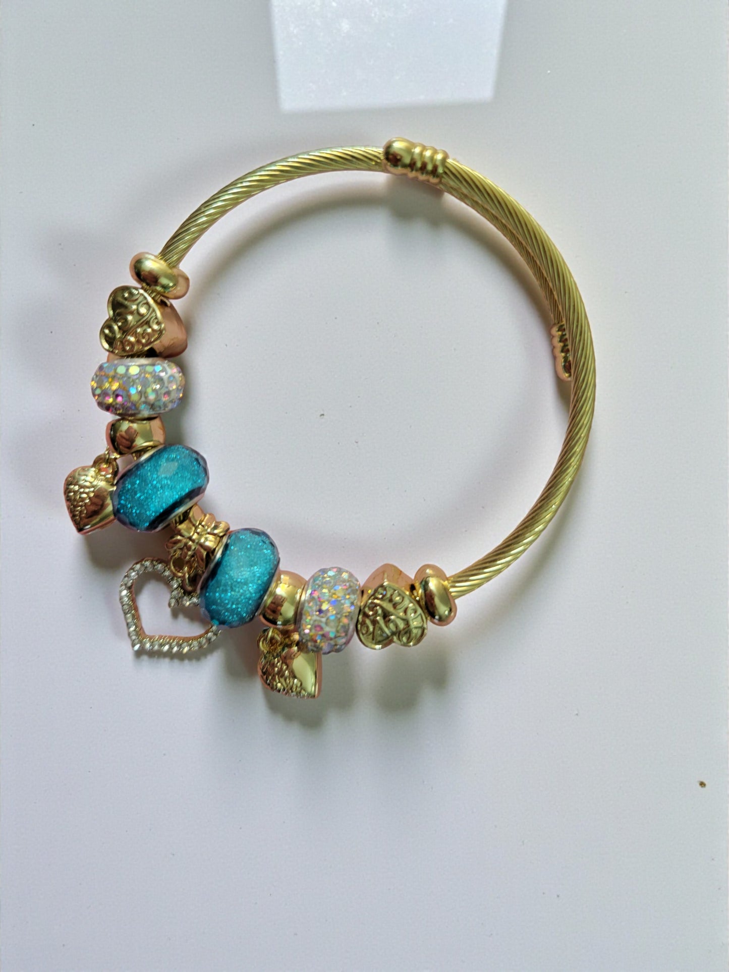 18K Gold Plated Blue Heart Stainless Steel Bangles