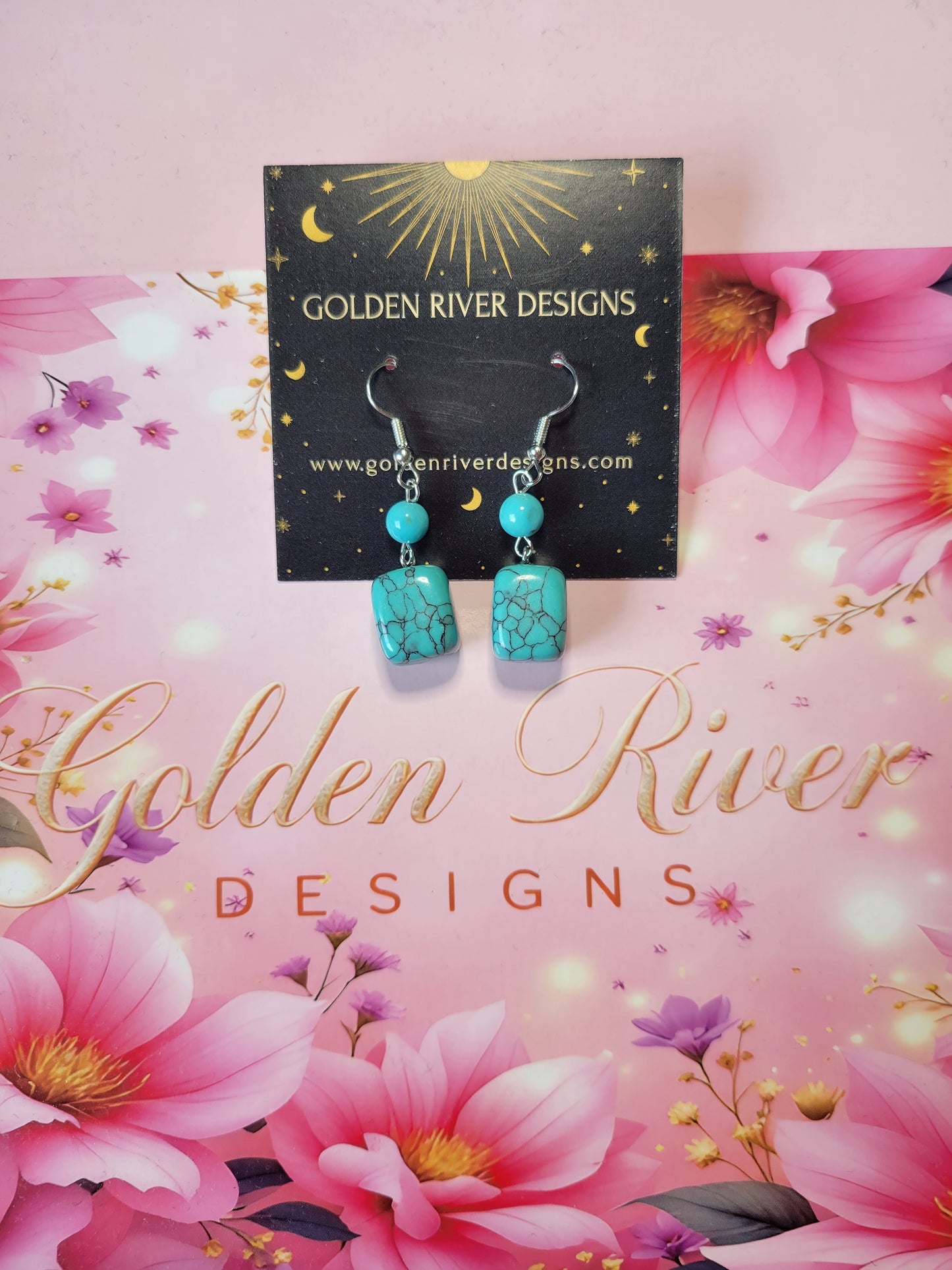 Turquoise Stone Silver Plated Earrings