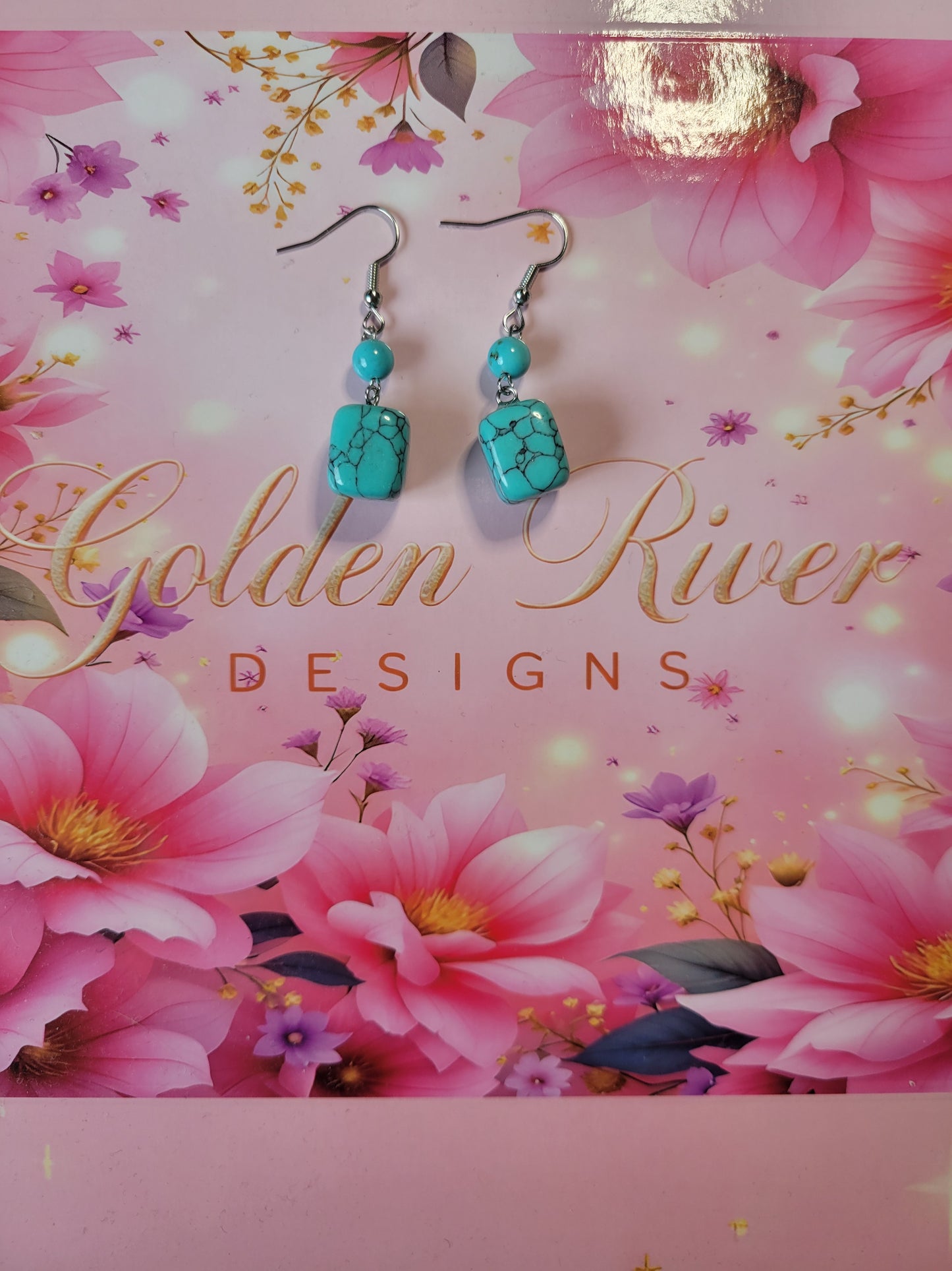 Turquoise Stone Silver Plated Earrings